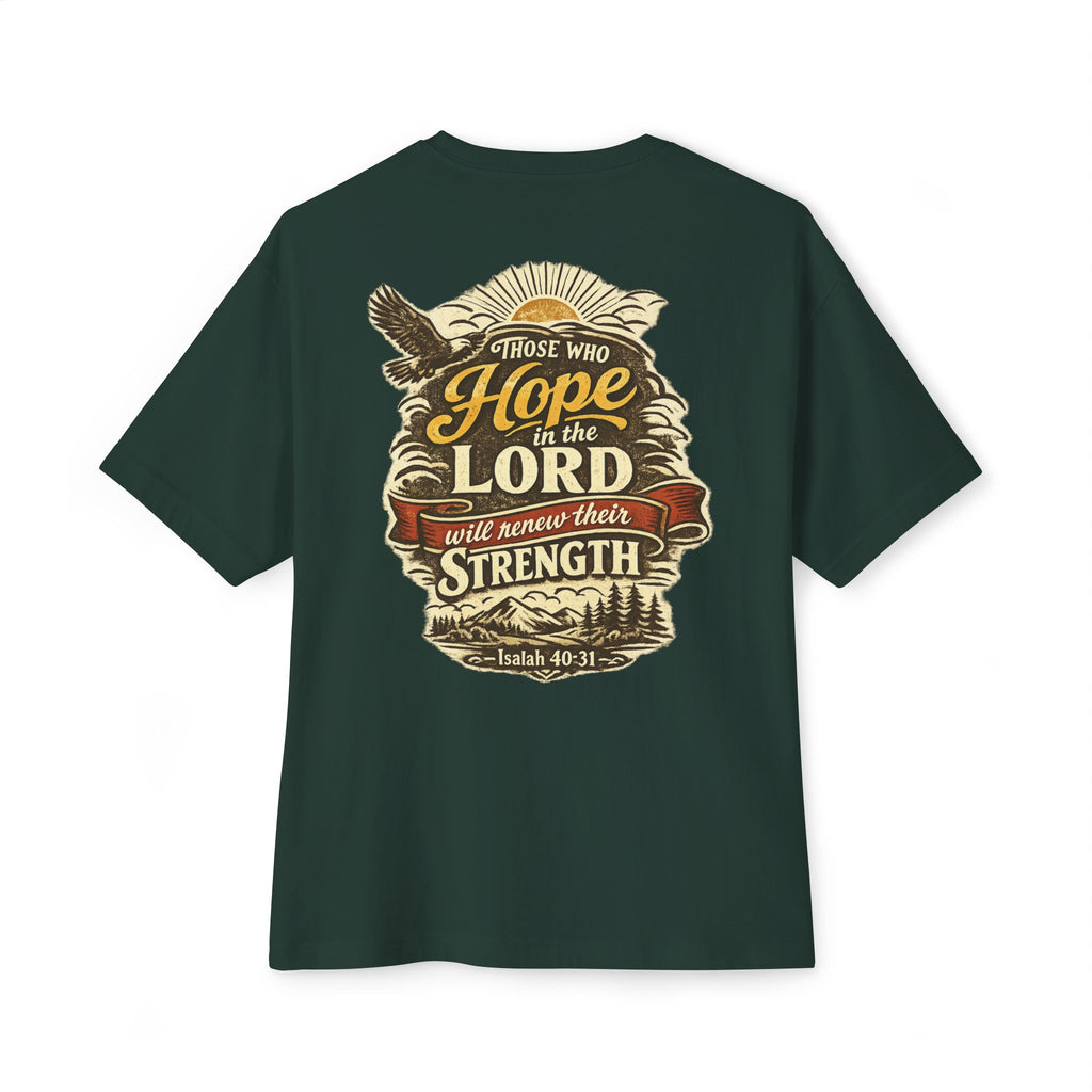 Hope in the Lord Oversized Boxy Tee - Unisex Christian Graphic T-Shirt