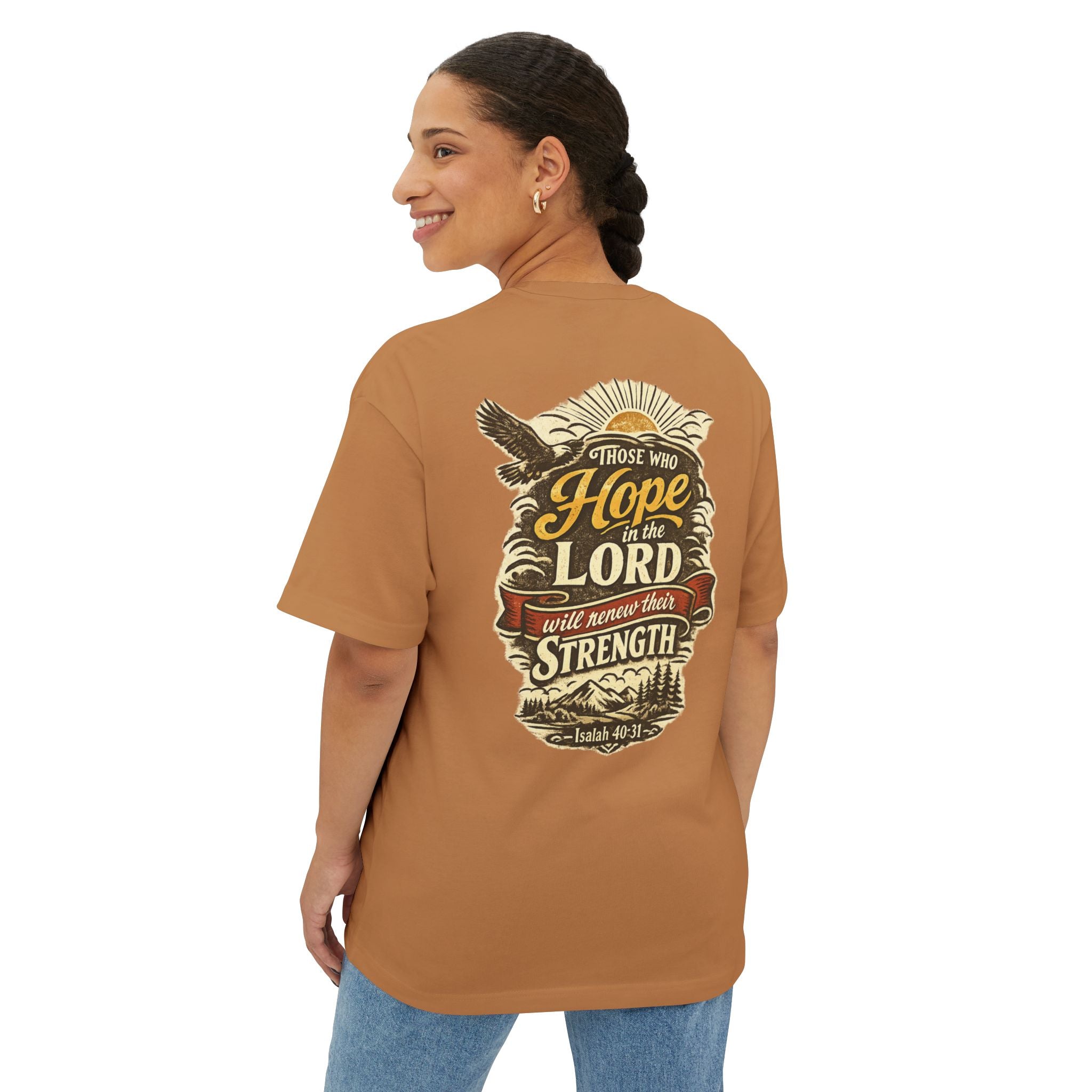 Hope in the Lord Oversized Boxy Tee - Unisex Christian Graphic T-Shirt