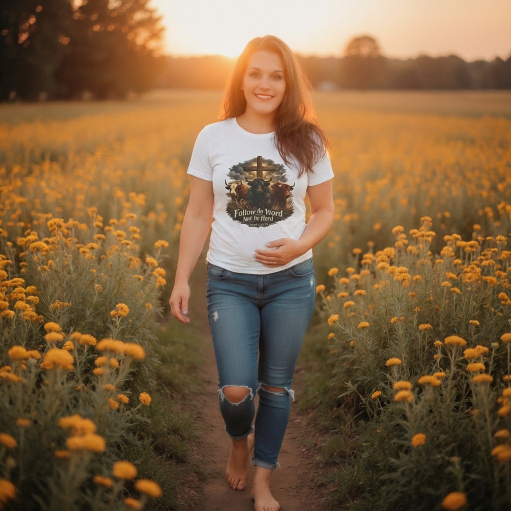 "Follow the Lord Not the Herd" Women's Christian T-Shirt - Faith Graphic Tee