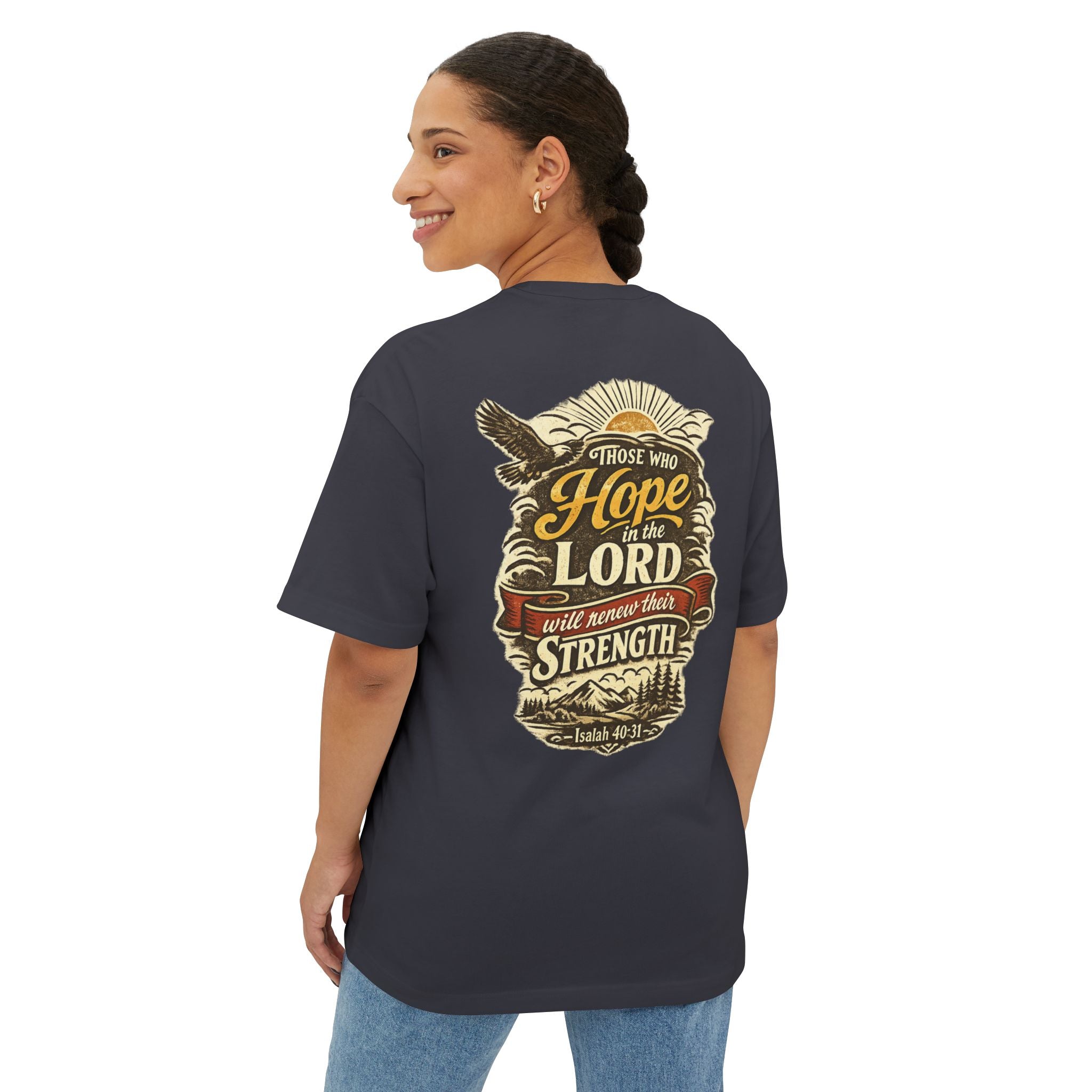 Hope in the Lord Oversized Boxy Tee - Unisex Christian Graphic T-Shirt