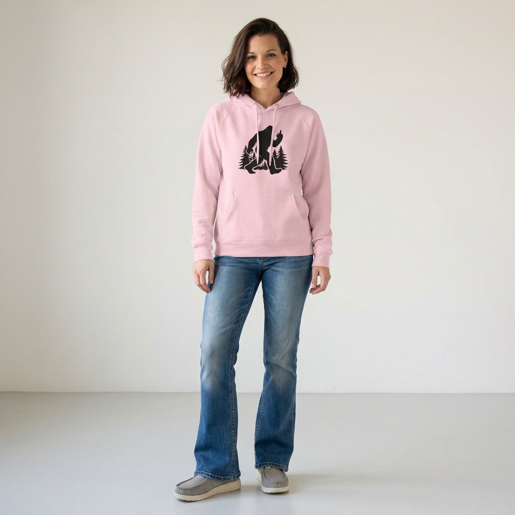 Bigfoot Hoodie - Sasquatch Forest Graphic Sweatshirt - Unisex Outdoor Adventure Pullover